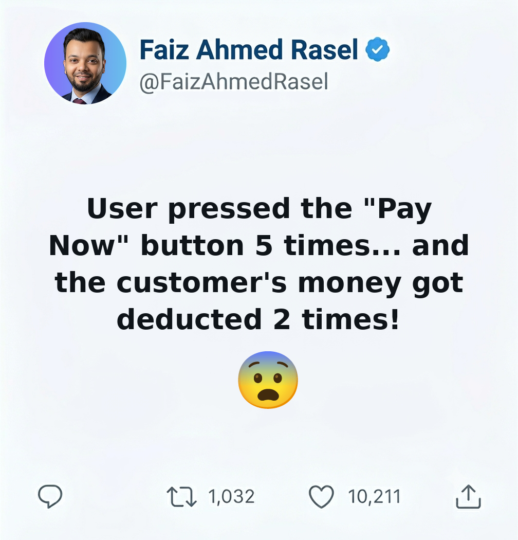 User বারবার Send Button চাপল, আর Customer-এর টাকা দুইবার কেটে গেল! এটা কীভাবে প্রতিরোধ করবেন?